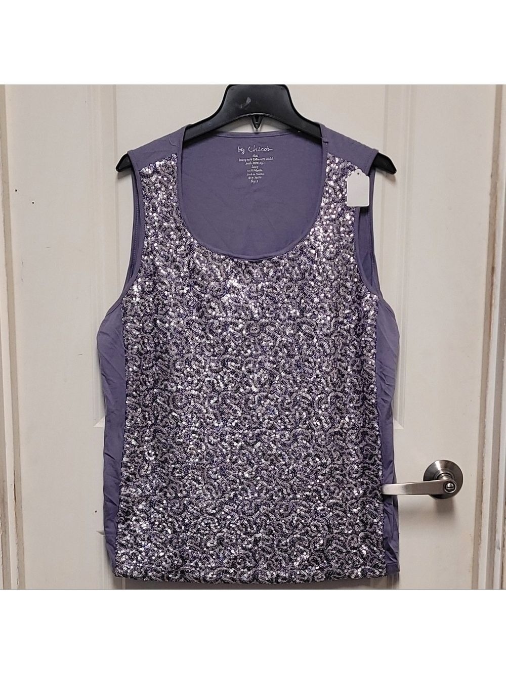 Chico's Lavender Sequin Scoop Neck Tank